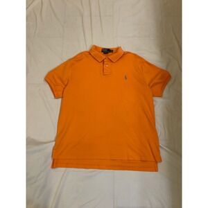 Polo Ralph Lauren Mens XL Custom Fit Orange Peach Short Sleeve Polo Shirt Pony